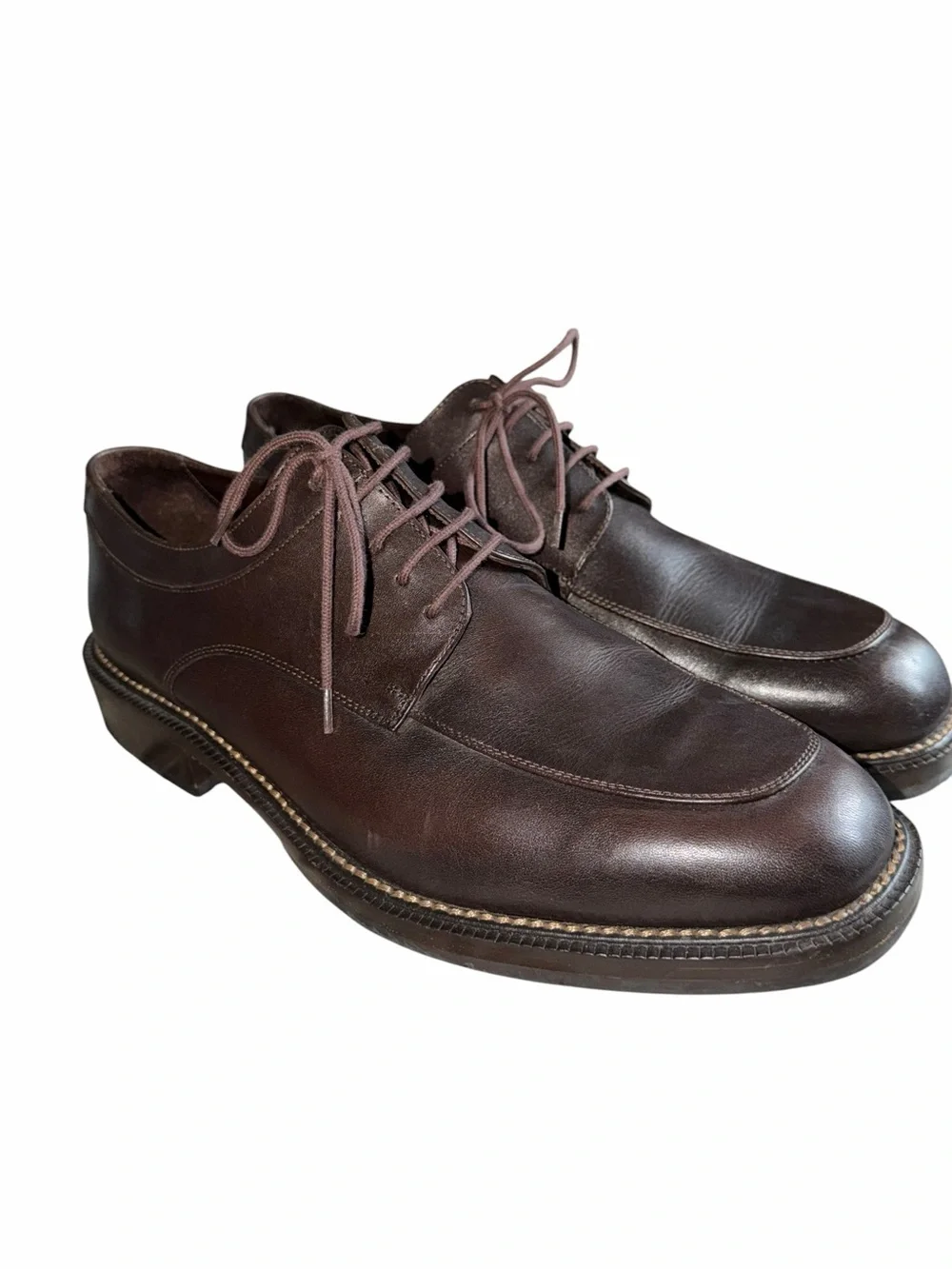Cole Haan Derby Lace Up Apron Toe Brown Leather Dress Shoes Men's US 9D Academia